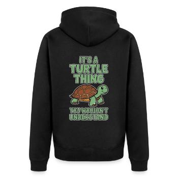 Schildkröte Spruch Lustiges Schildkröten Geschenk - Unisex Premium Bio Zip Hoodie - Schwarz - Hinten - Nico (187cm)
