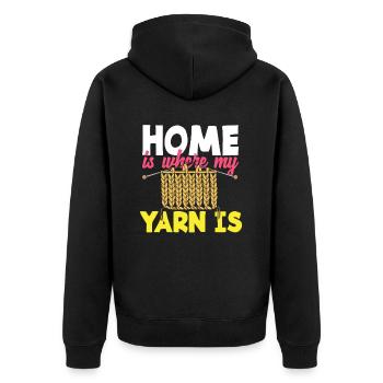 Stricken Zuhause Ist Wo Mein Garn Ist - Unisex Premium Bio Zip Hoodie - Schwarz - Hinten - Nico (187cm)