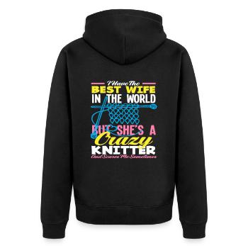 Beste Frau Der Welt Strickverrückt - Unisex Premium Bio Zip Hoodie - Schwarz - Hinten - Nico (187cm)