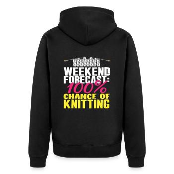 Wochenend-Prognose: 100% Stricken - Unisex Premium Bio Zip Hoodie - Schwarz - Hinten - Nico (187cm)