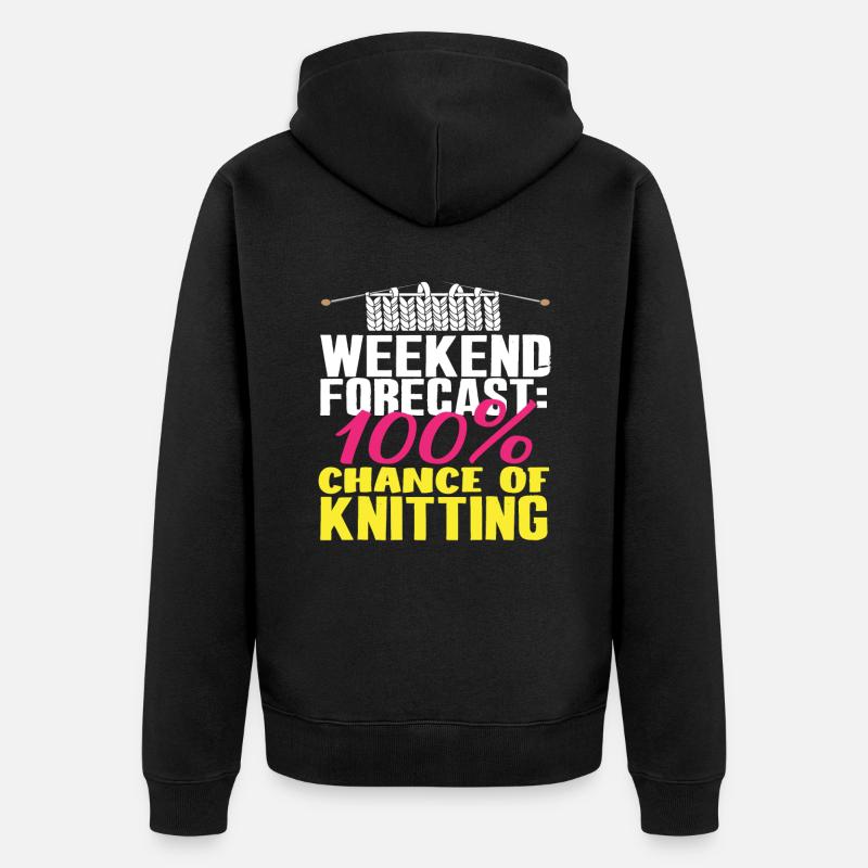 Wochenend-Prognose: 100% Stricken - Unisex Premium Bio Zip Hoodie - Schwarz