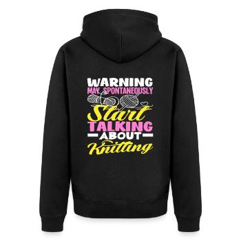 Attention can spontaneously talk about knitting - Unisex Premium Organic Zip Hoodie - black - Back - Nico (187cm)
