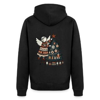 Weihnachtlicher Engel Im Skandinavischen - Unisex Premium Bio Zip Hoodie - Schwarz - Hinten - Nico (187cm)