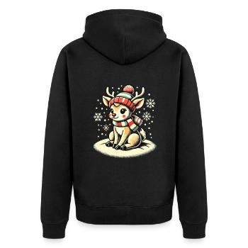 Renne mignon avec écharpe de Noël - Veste à capuche bio Premium Unisexe - noir - Dos - Nico (187cm)