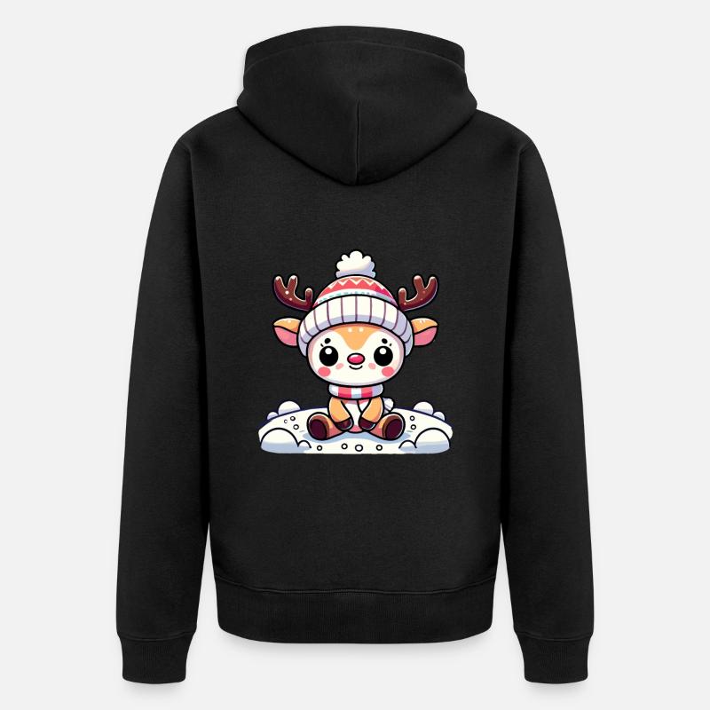 Noël mignon renne - Veste à capuche bio Premium Unisexe - noir