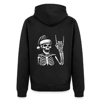 Squelette avec des rochers de chapeau de Père Noël - Veste à capuche bio Premium Unisexe - noir - Dos - Nico (187cm)
