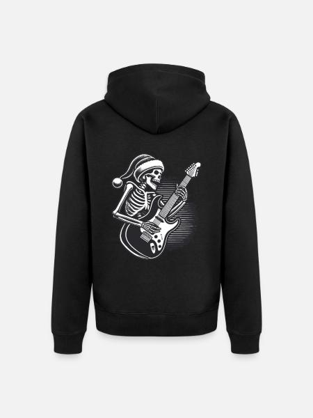 Skeleton Christmas Rock Guitarist - Unisex Premium Organic Zip Hoodie - black