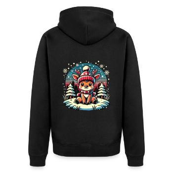 Cute Reindeer in the Snow Christmas - Unisex Premium Organic Zip Hoodie - black - Back - Nico (187cm)