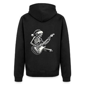 Guitare squelette rock avec chapeau de père Noël - Veste à capuche bio Premium Unisexe - noir - Dos - Nico (187cm)