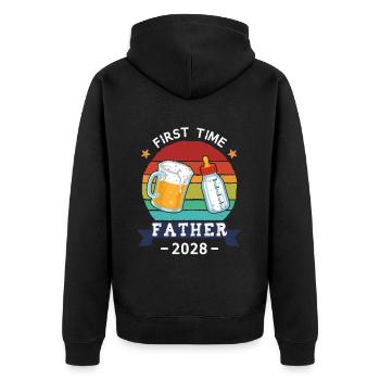 First Time Father 2028 - Unisex Premium Bio Zip Hoodie - Schwarz - Hinten - Nico (187cm)