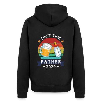 First Time Father 2029 - Unisex Premium Bio Zip Hoodie - Schwarz - Hinten - Nico (187cm)