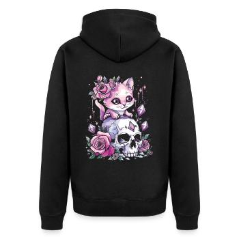 Kawaii Cat Pastel Goth Cute Anime - Unisex Premium Organic Zip Hoodie - black - Back - Nico (187cm)