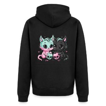 Kawaii Cat Pastel Goth Teuflisch - Unisex Premium Bio Zip Hoodie - Schwarz - Hinten - Nico (187cm)