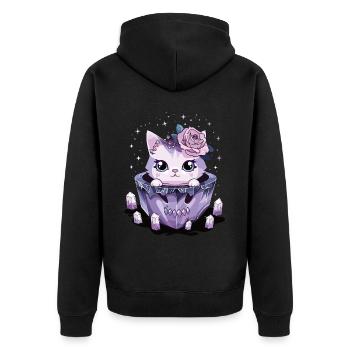 Kawaii Cat Pastel Goth Cute Anime - Unisex Premium Organic Zip Hoodie - black - Back - Nico (187cm)