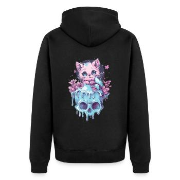 Kawaii Cat Pastel Goth Cute Anime - Unisex Premium Organic Zip Hoodie - black - Back - Nico (187cm)