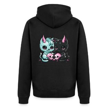 Kawaii Cat Pastel Goth Teuflisch - Unisex Premium Bio Zip Hoodie - Schwarz - Hinten - Nico (187cm)