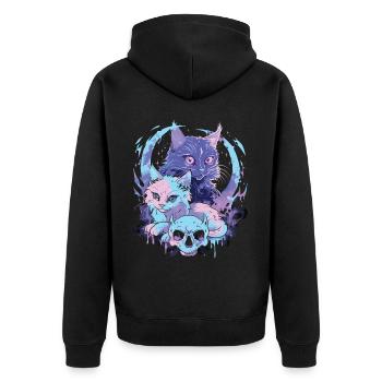 Kawaii Cat Pastel Goth Devilish - Unisex Premium Organic Zip Hoodie - black - Back - Nico (187cm)