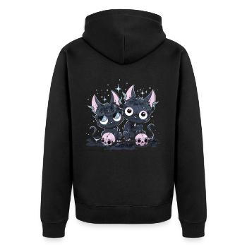 Kawaii Cat Pastel Goth Teuflisch - Unisex Premium Bio Zip Hoodie - Schwarz - Hinten - Nico (187cm)