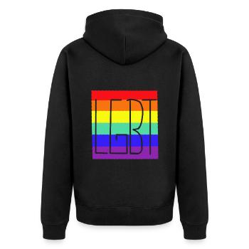 LGBT Regenbogenfahne Gay Pride - Unisex Premium Bio Zip Hoodie - Schwarz - Hinten - Nico (187cm)