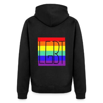 LGBT Regenbogen Regenbogenfahne Gay Pride - Unisex Premium Bio Zip Hoodie - Schwarz - Hinten - Nico (187cm)