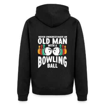 Bowling Ball Bowler - Unisex Premium Bio Zip Hoodie - Schwarz - Hinten - Nico (187cm)