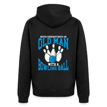 Bowling Ball Bowler - Unisex Premium Bio Zip Hoodie - Schwarz - Hinten - Nico (187cm)