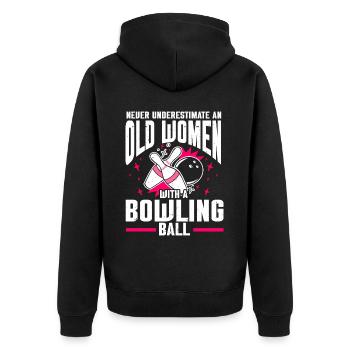 Bowling Ball Bowler - Unisex Premium Bio Zip Hoodie - Schwarz - Hinten - Nico (187cm)