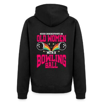 Bowling Ball Bowler - Unisex Premium Bio Zip Hoodie - Schwarz - Hinten - Nico (187cm)