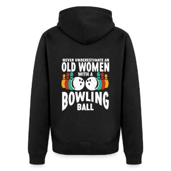 Bowling Ball Bowler - Unisex Premium Bio Zip Hoodie - Schwarz - Hinten - Nico (187cm)