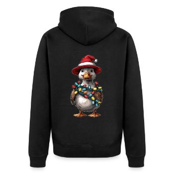 Ducks Duck Weihnachtsmütze Xmas - Unisex Premium Bio Zip Hoodie - Schwarz - Hinten - Nico (187cm)