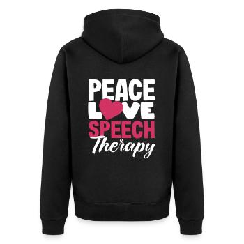 Frieden Liebe Sprachtherapeut Design - Unisex Premium Bio Zip Hoodie - Schwarz - Hinten - Nico (187cm)