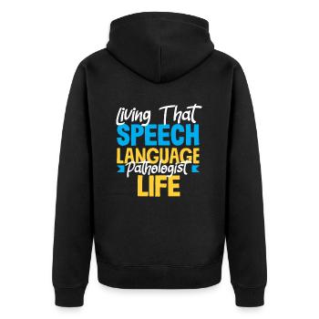 Live the speech therapist life - Unisex Premium Organic Zip Hoodie - black - Back - Nico (187cm)
