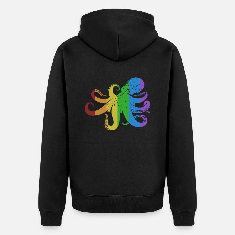 Pieuvre LGBT Arc-en-ciel Octopodes Octopoda - Veste à capuche bio Premium Unisexe - noir