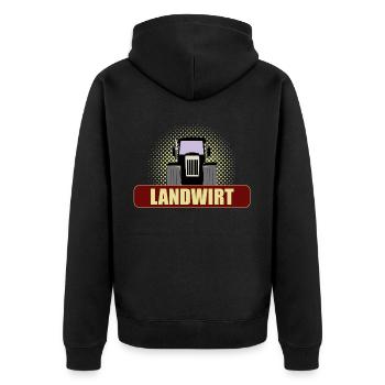 Landwirt - Bauer - Unisex Premium Bio Zip Hoodie - Schwarz - Hinten - Nico (187cm)
