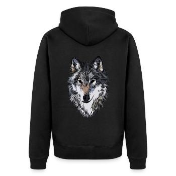 Hunde Gesicht Grafik Design - Unisex Premium Bio Zip Hoodie - Schwarz - Hinten - Nico (187cm)