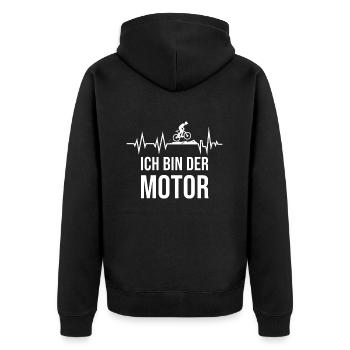 Motor Fahrrad Mountainbike E-Bike Rennrad - Unisex Premium Bio Zip Hoodie - Schwarz - Hinten - Nico (187cm)