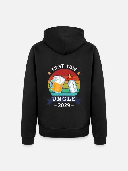 First Time Uncle 2029 - Unisex Premium Bio Zip Hoodie - Schwarz