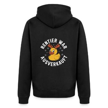Rentier war ausverkauft - lustiges Weihnachten - Unisex Premium Bio Zip Hoodie - Schwarz - Hinten - Nico (187cm)