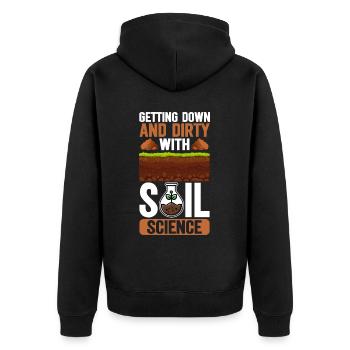 Bodenwissenschaftler Soil Science - Unisex Premium Bio Zip Hoodie - Schwarz - Hinten - Nico (187cm)