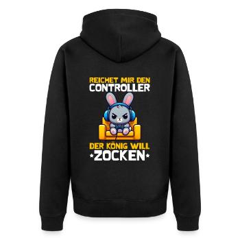 Il me tend la manette que le roi veut jouer - Veste à capuche bio Premium Unisexe - noir - Dos - Nico (187cm)