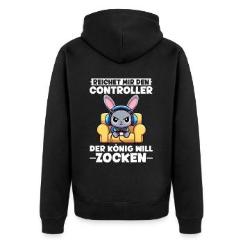 Il me tend la manette que le roi veut jouer - Veste à capuche bio Premium Unisexe - noir - Dos - Nico (187cm)