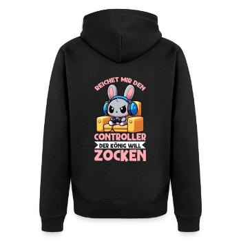 Il me tend la manette que le roi veut jouer - Veste à capuche bio Premium Unisexe - noir - Dos - Nico (187cm)