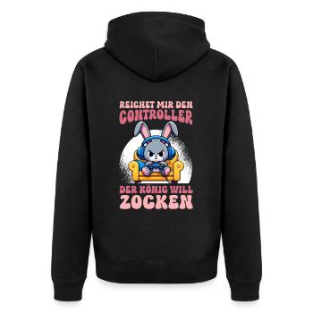 Il me tend la manette que le roi veut jouer - Veste à capuche bio Premium Unisexe - noir - Dos - Nico (187cm)
