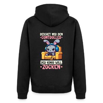 Il me tend la manette que le roi veut jouer - Veste à capuche bio Premium Unisexe - noir - Dos - Nico (187cm)