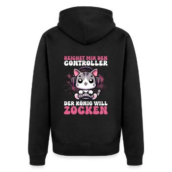 Il me tend la manette que le roi veut jouer - Veste à capuche bio Premium Unisexe - noir - Dos - Nico (187cm)