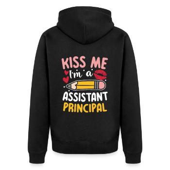 I'm An Assistant Principal - Unisex Premium Bio Zip Hoodie - Schwarz - Hinten - Nico (187cm)