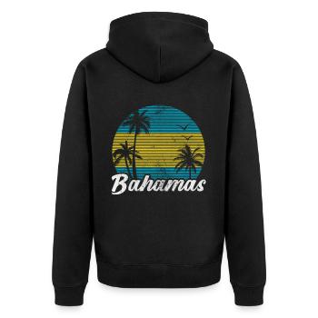 Bahamas - Unisex Premium Bio Zip Hoodie - Schwarz - Hinten - Nico (187cm)