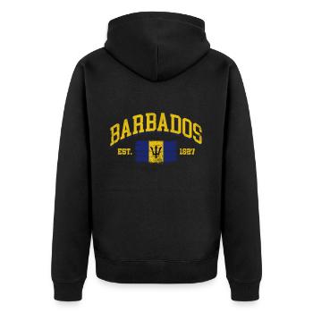 Barbados - Unisex Premium Bio Zip Hoodie - Schwarz - Hinten - Nico (187cm)
