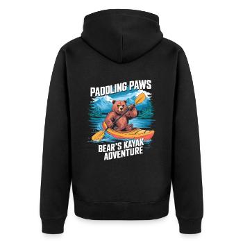 Paddling Paws Bear's Kayak Adventure - Unisex Premium Bio Zip Hoodie - Schwarz - Hinten - Nico (187cm)