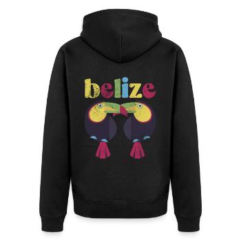 Belize - Unisex Premium Bio Zip Hoodie - Schwarz - Hinten - Nico (187cm)